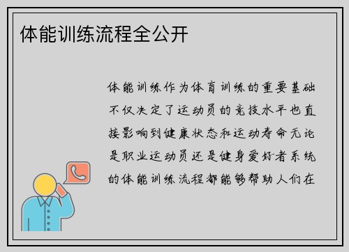 体能训练流程全公开